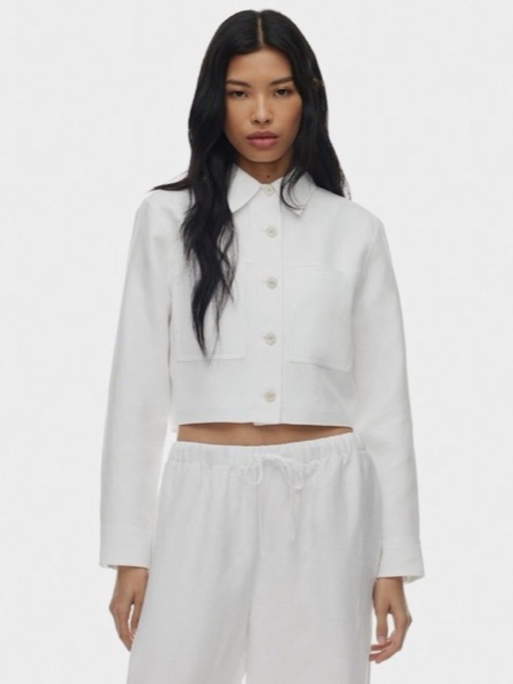 Aritzia Wilfred Jacket Cropped Vanilla Crepette Button-up Lined XL New w/ Tags
